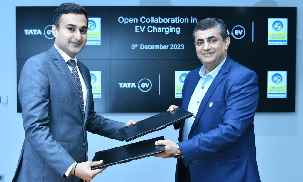 Bharat Petroleum, Tata Passenger Electric Mobility Partner To Expand Public EV Charging Infrastructure Bharat Petroleum, Tata Passenger Electric Mobility Partner To Expand Public EV Charging Infrastructure
